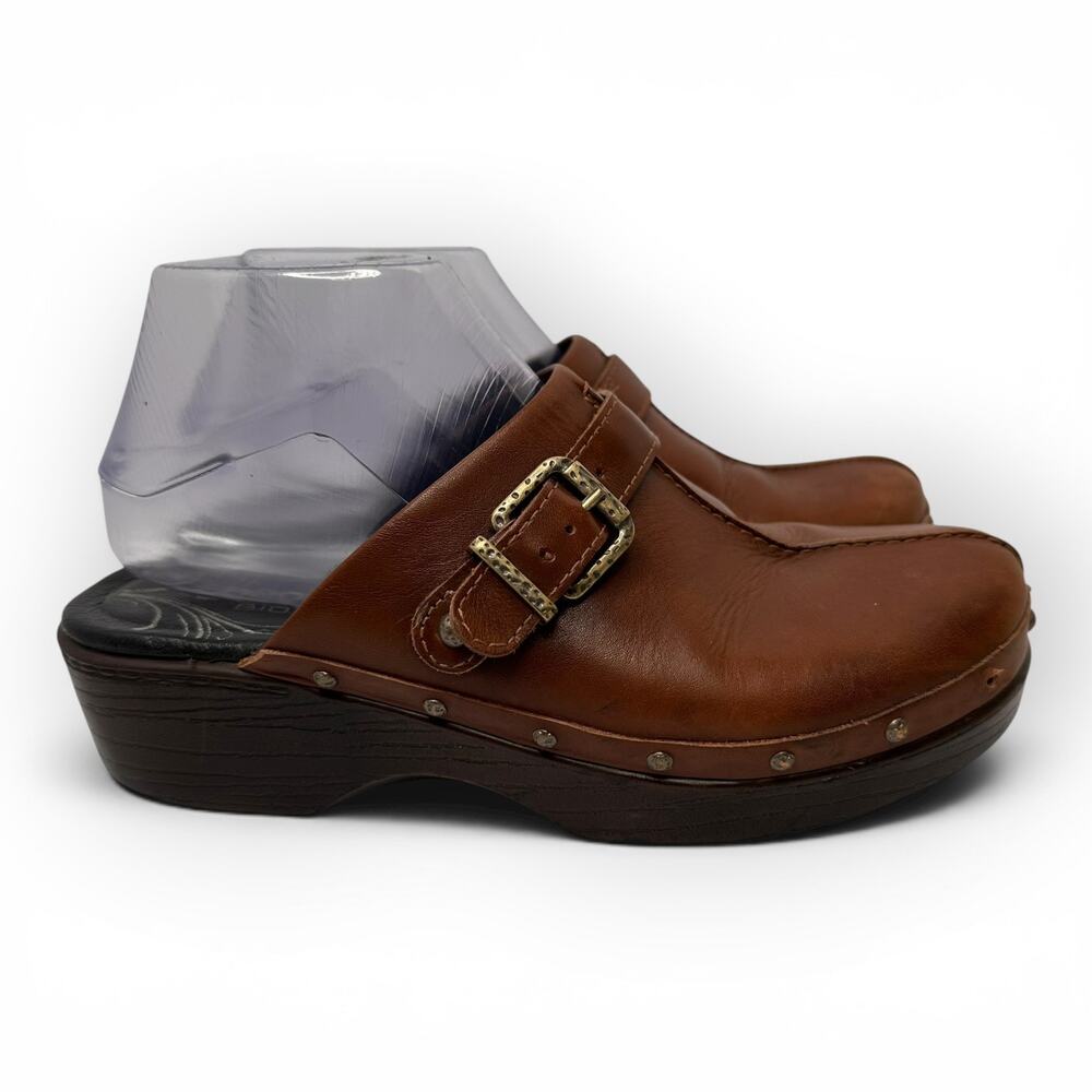 ABEO Fay Leather Clogs Mules Comfort Shoe Arch Support Womens Size 7.5 Brown